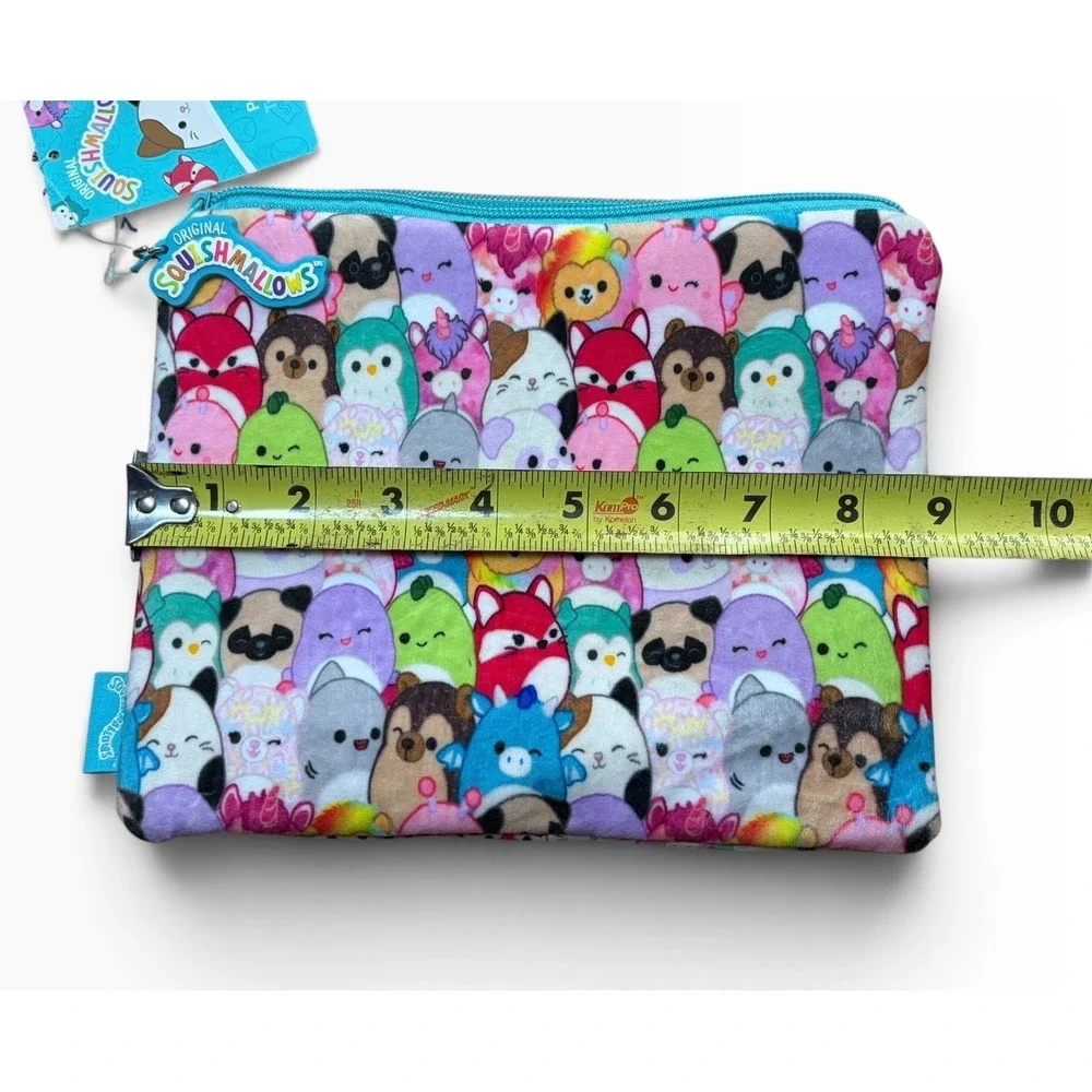 Squishmallows Plush Zipper Pouch All Over Print Cam Fifi Winston Makeup Bag NEW